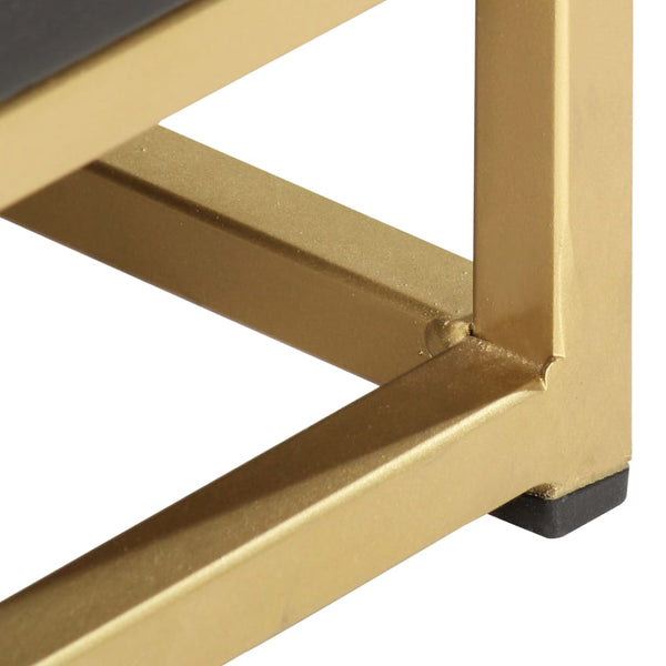 vidaXL Nightstand Black and Gold 40 x 30 x 50 cm Solid Mango Wood