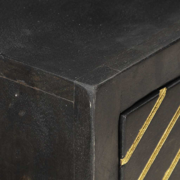 vidaXL Console Table Black and Gold 90x30x75 cm Solid Mango Wood