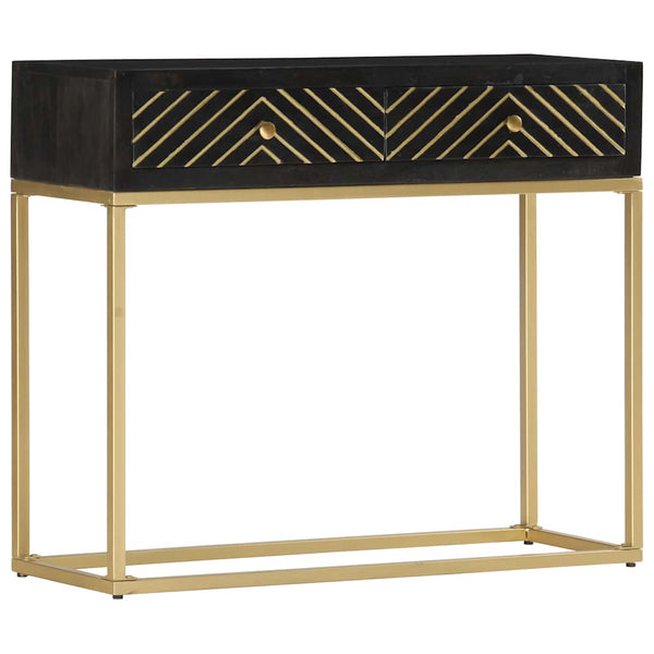 vidaXL Console Table Black and Gold 90x30x75 cm Solid Mango Wood