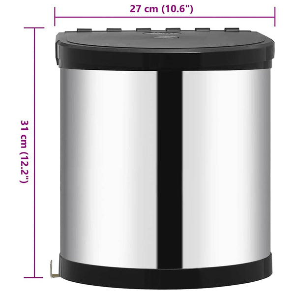 vidaXL Built-In Kitchen Bin Stainless Steel 12 L