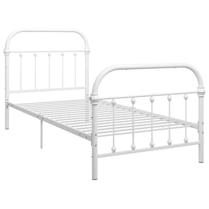 vidaXL Bed Frame White Metal 90x200 cm