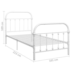 vidaXL Bed Frame White Metal 90x200 cm
