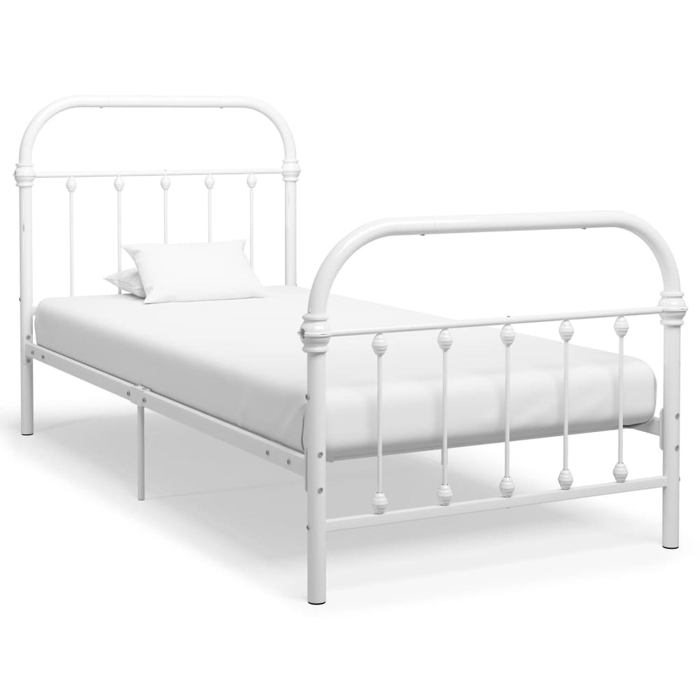vidaXL Bed Frame White Metal 100 x 200 cm