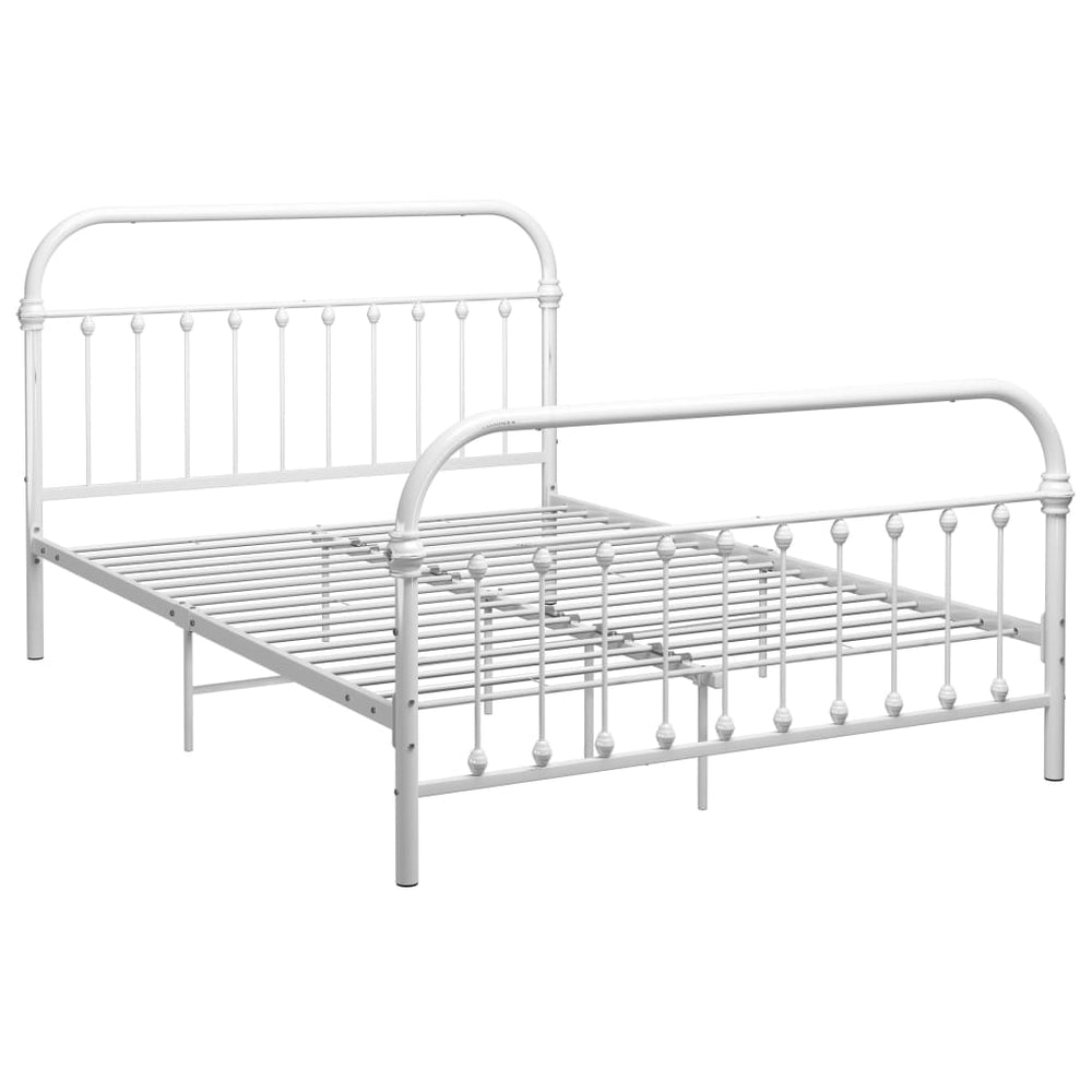 vidaXL Bed Frame White Metal 140x200 cm