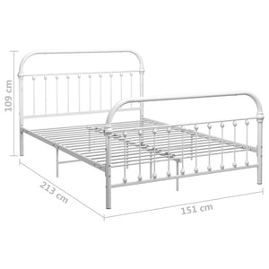 vidaXL Bed Frame White Metal 140x200 cm