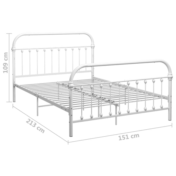 vidaXL Bed Frame White Metal 140x200 cm