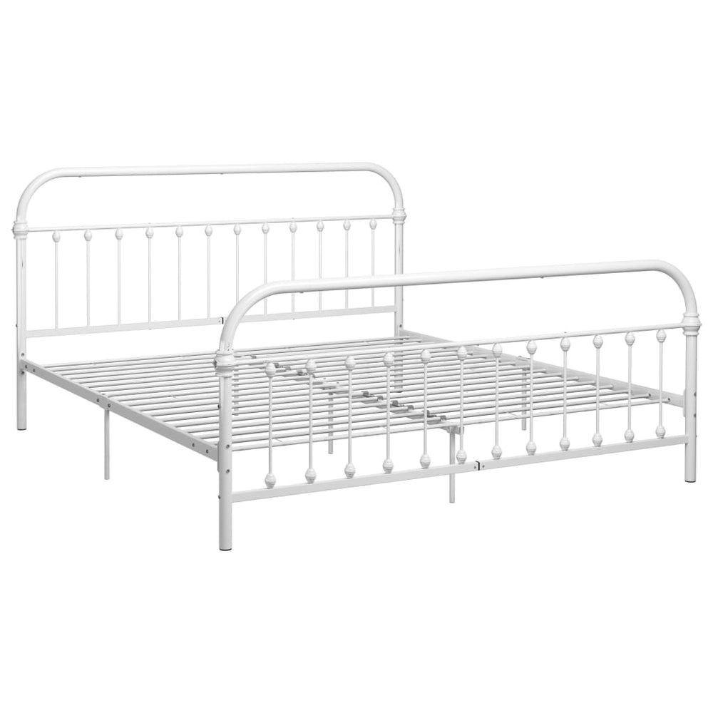vidaXL Bed Frame White Metal 180x200 cm