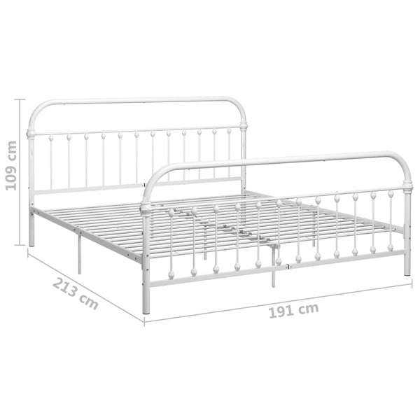 vidaXL Bed Frame White Metal 180x200 cm