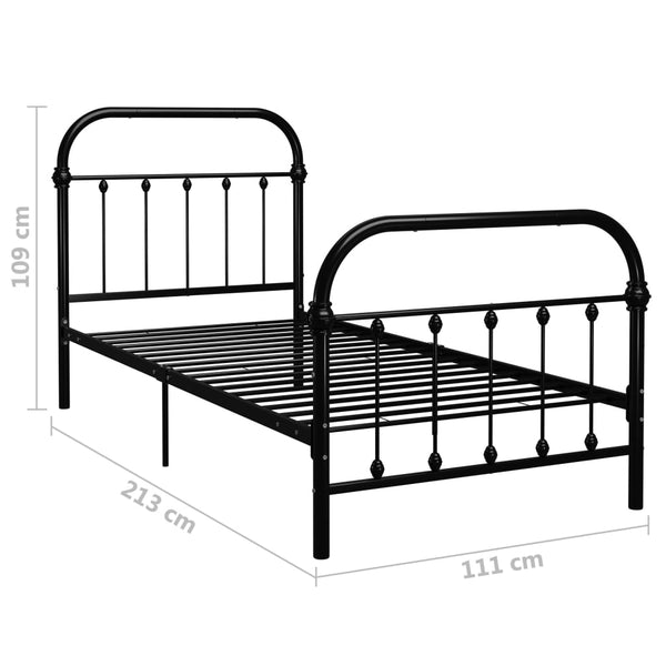 vidaXL Bed Frame Black Metal 100 x 200 cm