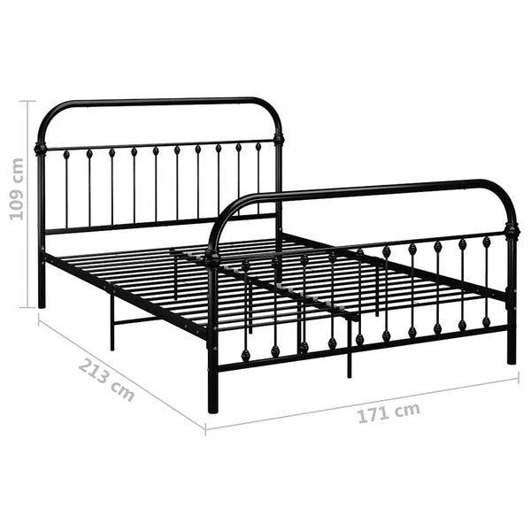 vidaXL Bed Frame Black Metal 160x200 cm