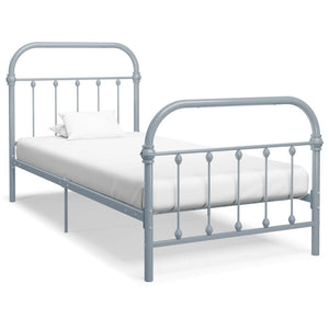 vidaXL Bed Frame Grey Metal 90x200 cm