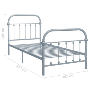 vidaXL Bed Frame Grey Metal 90x200 cm