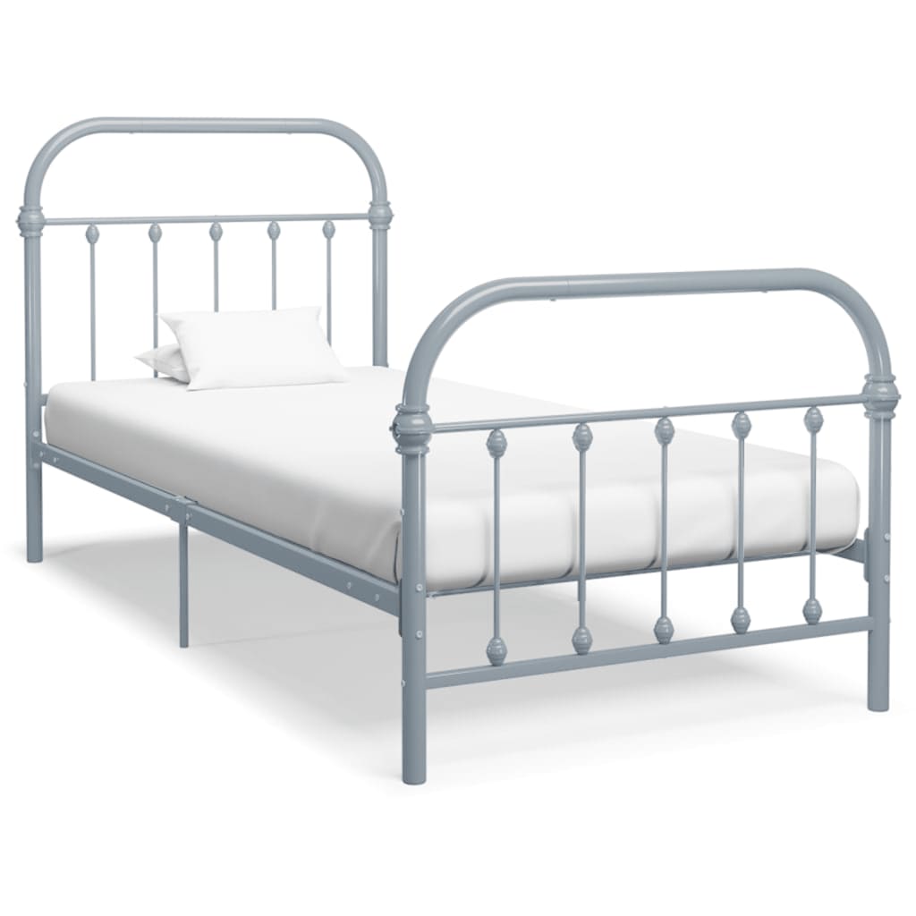 vidaXL Bed Frame Grey Metal 100 x 200 cm