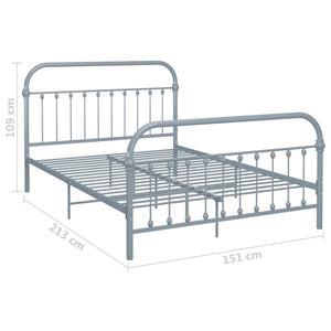 vidaXL Bed Frame Grey Metal 140x200 cm