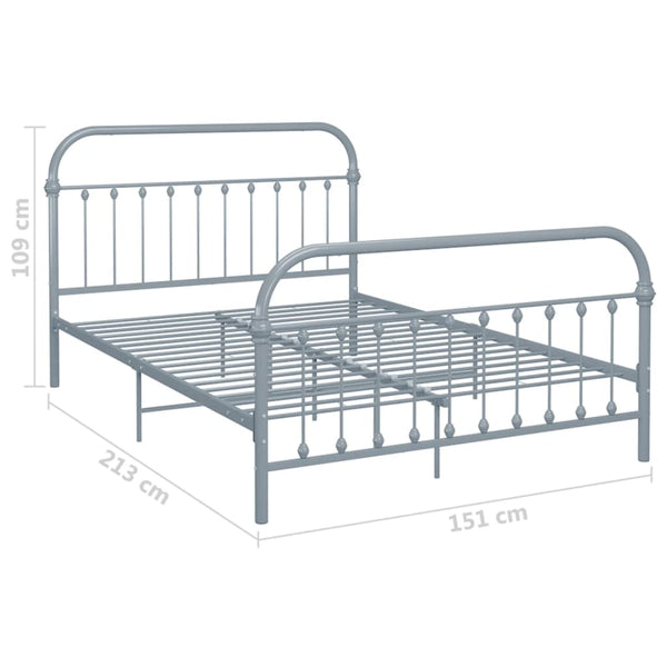 vidaXL Bed Frame Grey Metal 140x200 cm