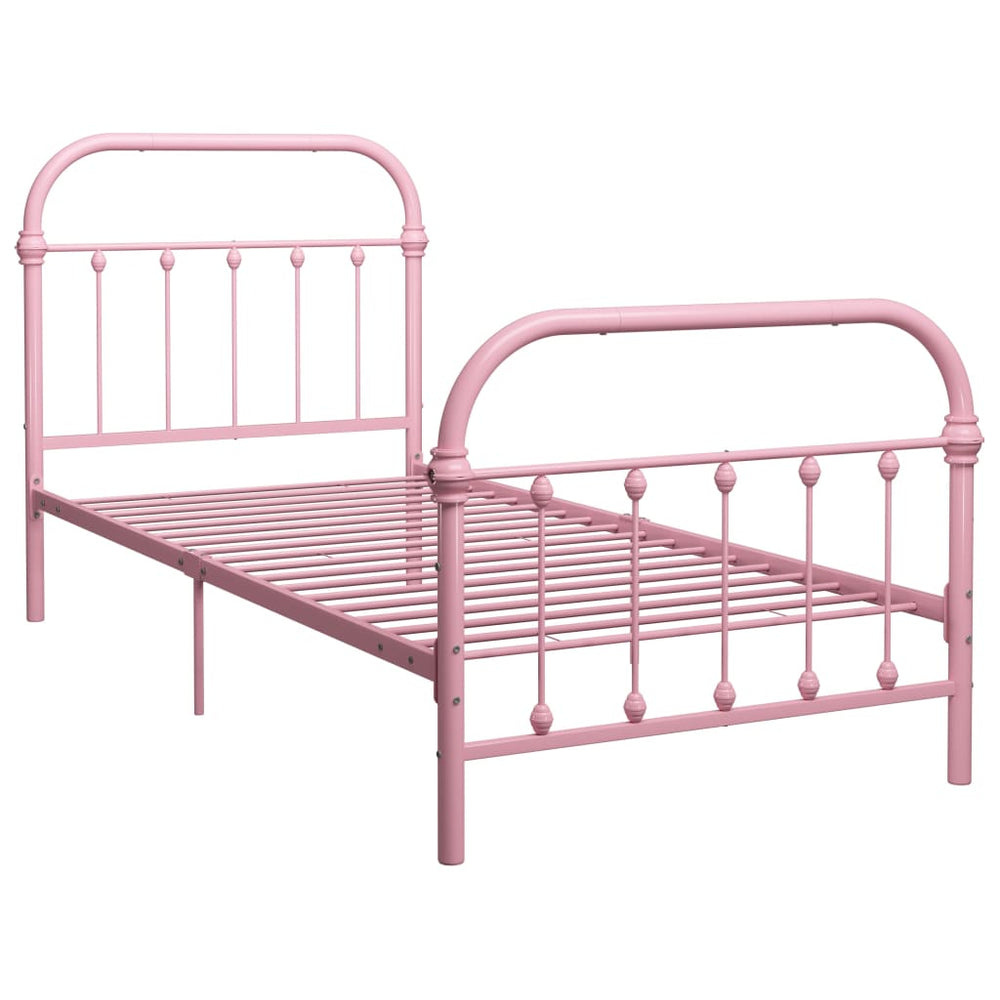 vidaXL Bed Frame Pink Metal 90x200 cm