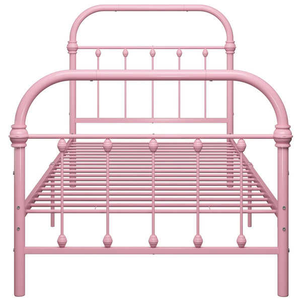 vidaXL Bed Frame Pink Metal 90x200 cm