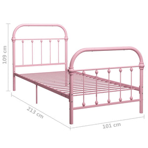 vidaXL Bed Frame Pink Metal 90x200 cm