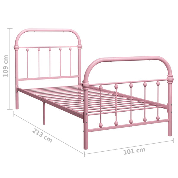 vidaXL Bed Frame Pink Metal 90x200 cm