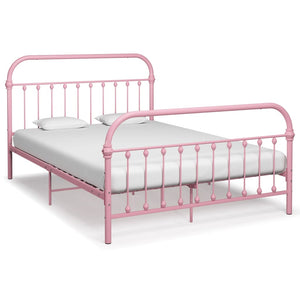 vidaXL Bed Frame Pink Metal 140x200 cm