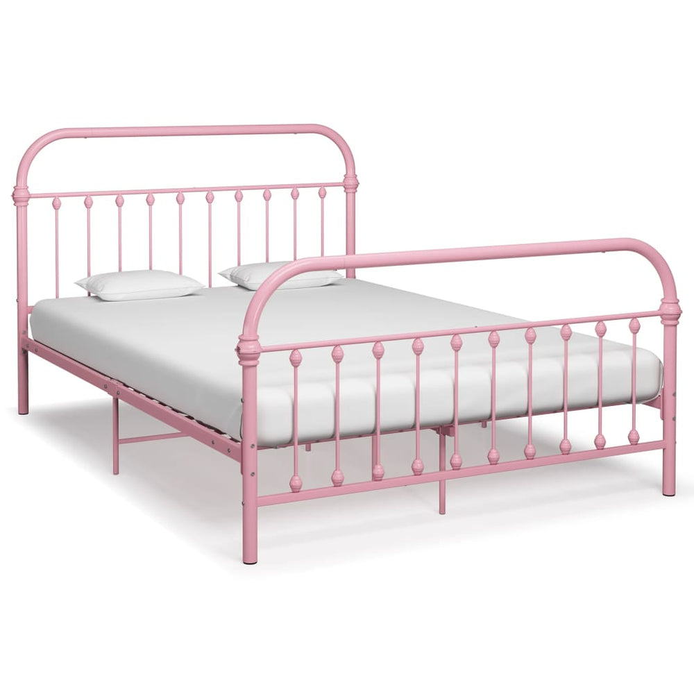 vidaXL Bed Frame Pink Metal 140x200 cm