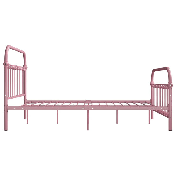 vidaXL Bed Frame Pink Metal 140x200 cm