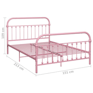 vidaXL Bed Frame Pink Metal 140x200 cm