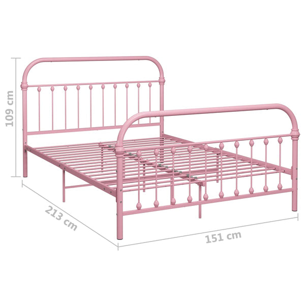 vidaXL Bed Frame Pink Metal 140x200 cm