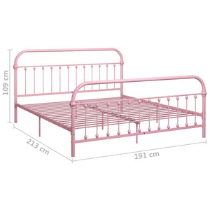 vidaXL Bed Frame Pink Metal 180x200 cm