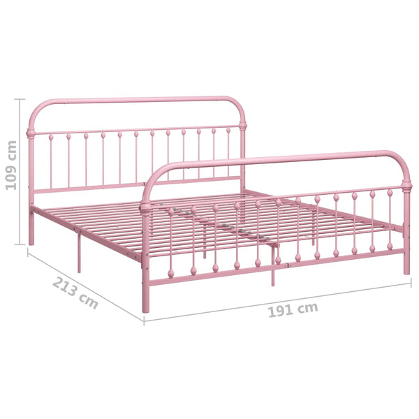vidaXL Bed Frame Pink Metal 180x200 cm
