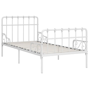 vidaXL Bed Frame with Slatted Base White Metal 90x200 cm