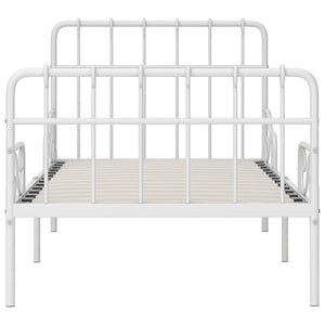 vidaXL Bed Frame with Slatted Base White Metal 90x200 cm