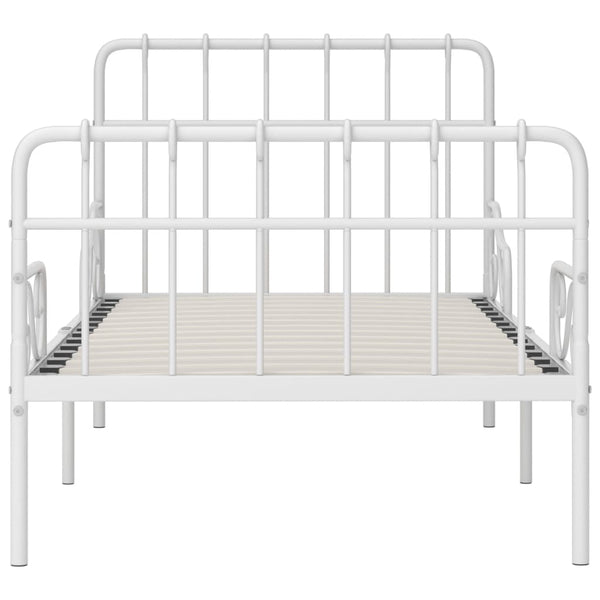 vidaXL Bed Frame with Slatted Base White Metal 90x200 cm