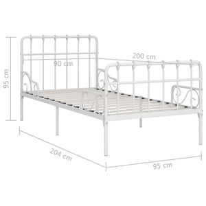 vidaXL Bed Frame with Slatted Base White Metal 90x200 cm