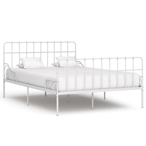 vidaXL Bed Frame with Slatted Base White Metal 120x200 cm