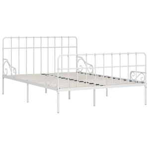 vidaXL Bed Frame with Slatted Base White Metal 120x200 cm