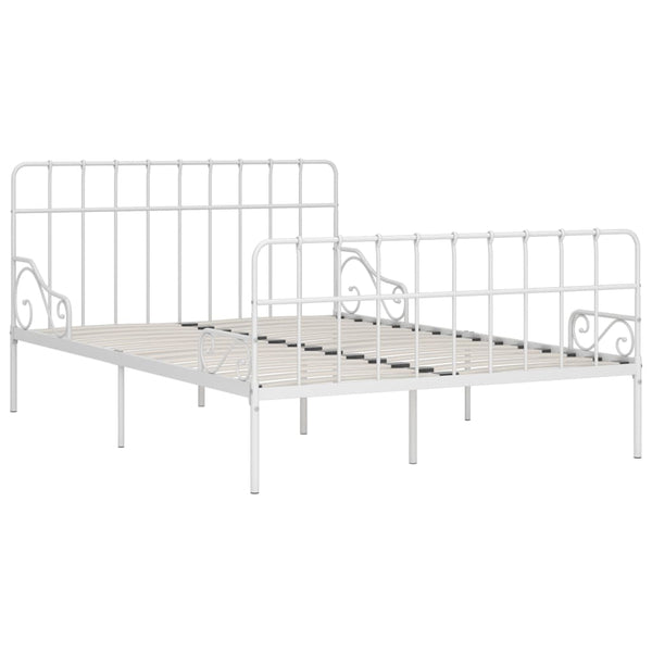 vidaXL Bed Frame with Slatted Base White Metal 120x200 cm