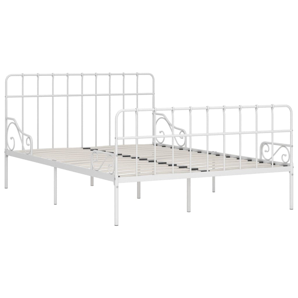 vidaXL Bed Frame with Slatted Base White Metal 120x200 cm