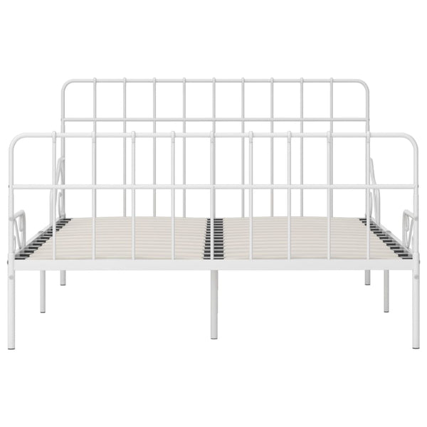 vidaXL Bed Frame with Slatted Base White Metal 120x200 cm