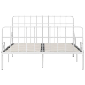 vidaXL Bed Frame with Slatted Base White Metal 120x200 cm