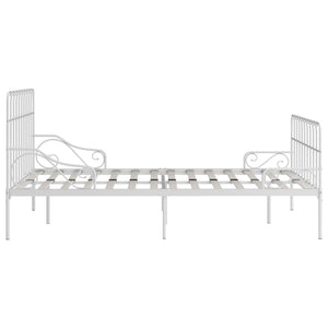 vidaXL Bed Frame with Slatted Base White Metal 120x200 cm