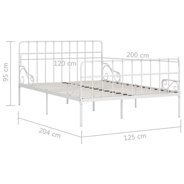 vidaXL Bed Frame with Slatted Base White Metal 120x200 cm