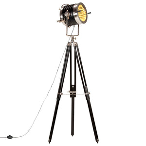 vidaXL Tripod Floor Lamp Black Solid Mango Wood 171 cm