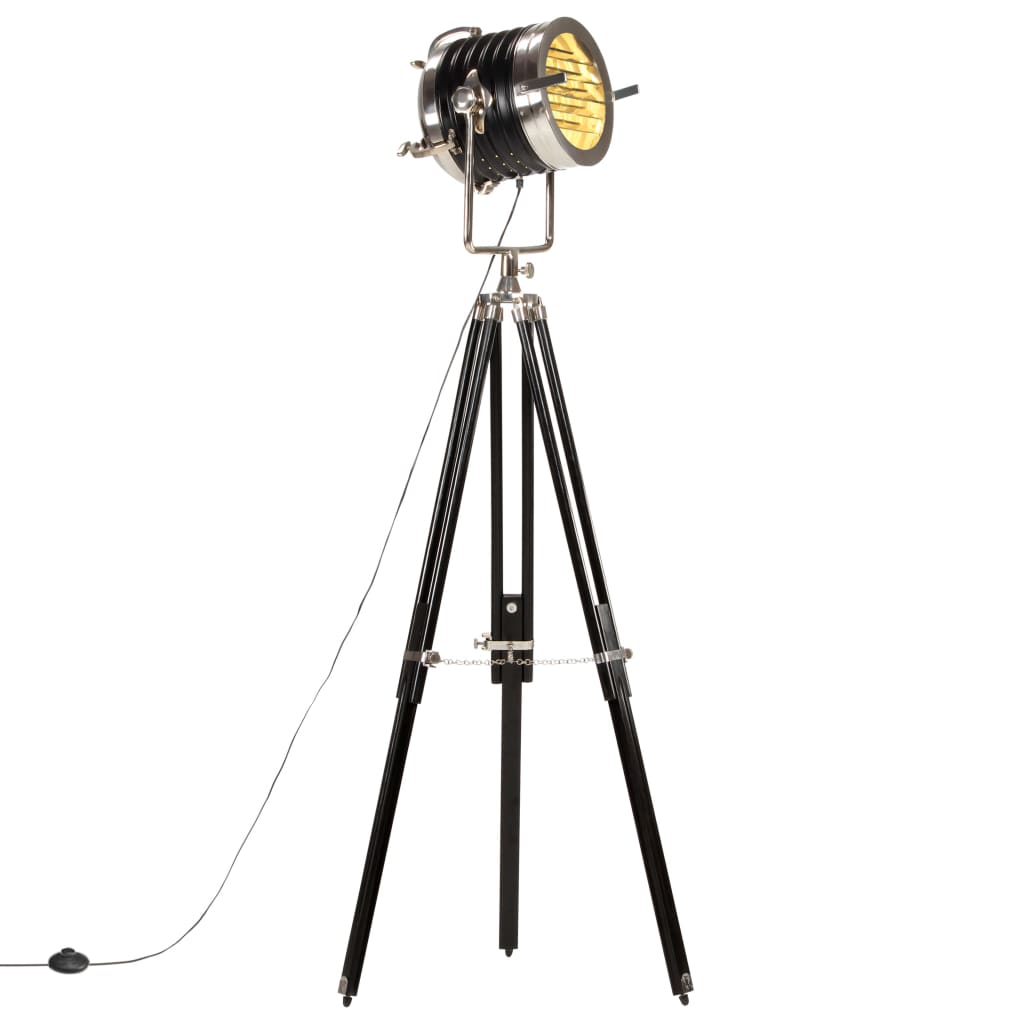 vidaXL Tripod Floor Lamp Black Solid Mango Wood 171 cm