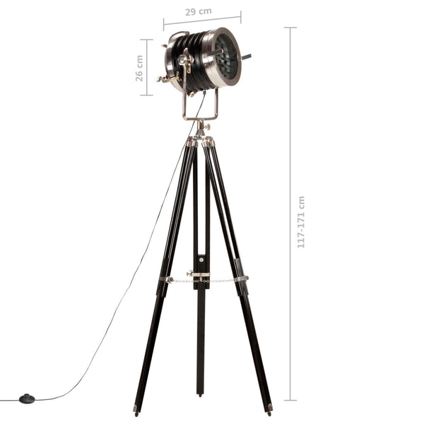 vidaXL Tripod Floor Lamp Black Solid Mango Wood 171 cm