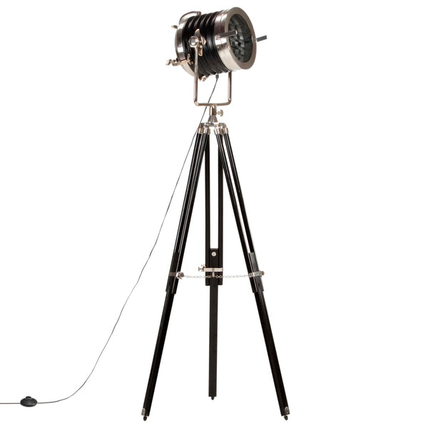 vidaXL Tripod Floor Lamp Black Solid Mango Wood 171 cm