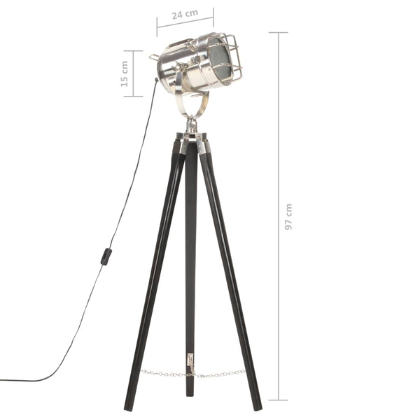 vidaXL Tripod Floor Lamp Black Solid Mango Wood 97 cm