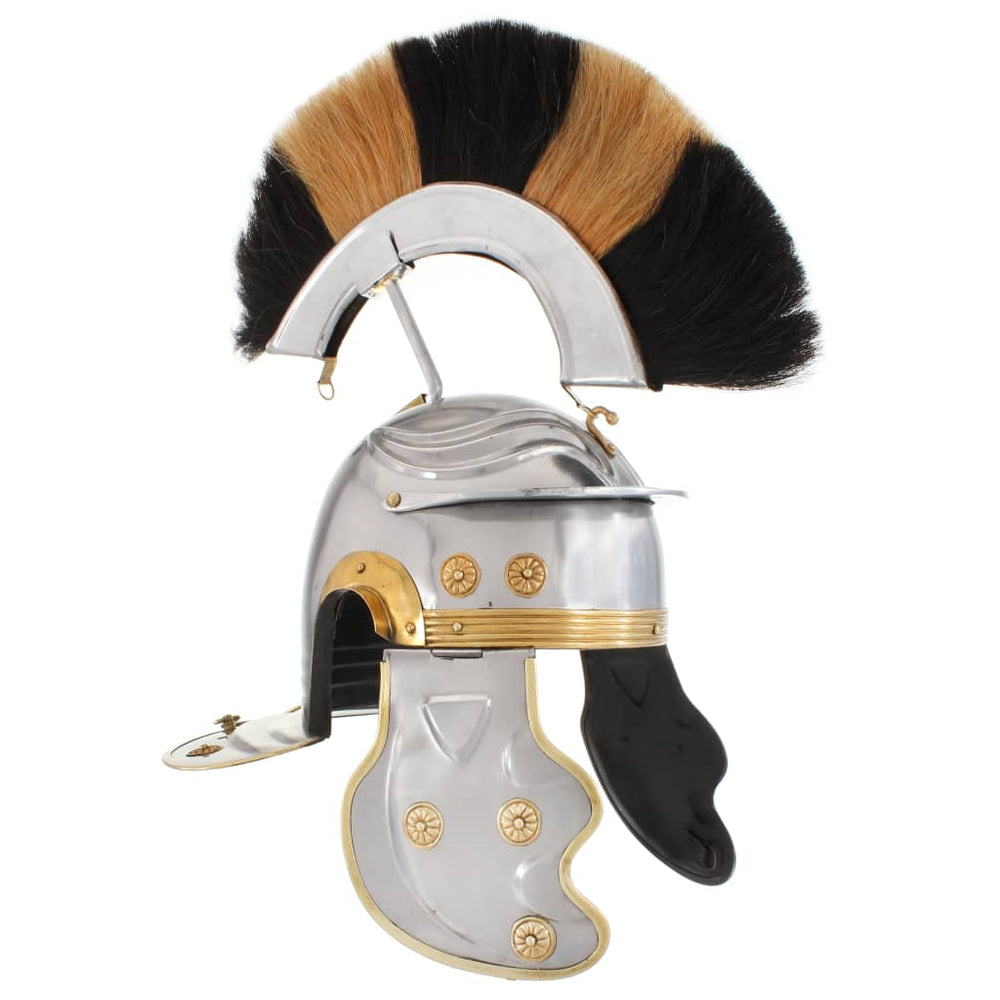 vidaXL Roman Soldier Helmet Antique Replica for LARP Silver Steel