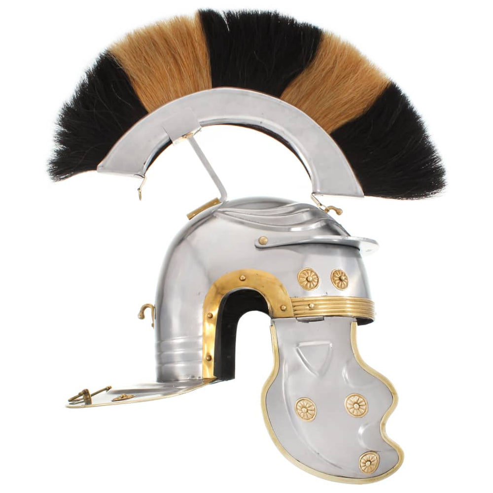 vidaXL Roman Soldier Helmet Antique Replica for LARP Silver Steel
