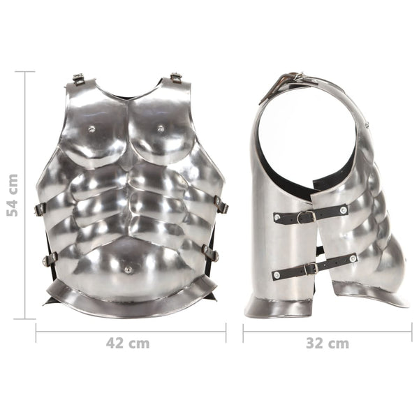 vidaXL Roman Soldier Breastplate Cuirass Replica LARP Silver Steel
